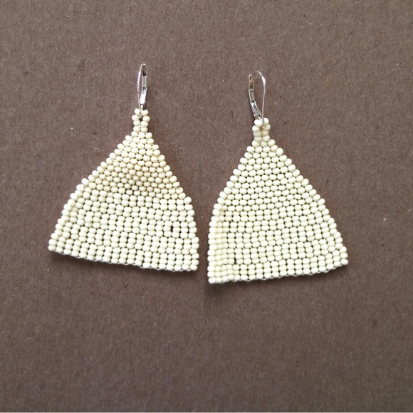 HANDMADE GLASS EARRINGS | Beehive Small Batch Handwoven Seed Bead Earrings Mono - Picture 6 of 7